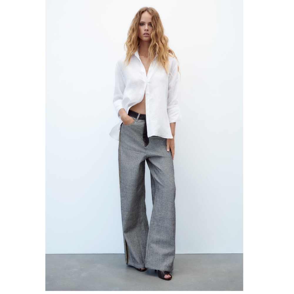 NWT ZARA | ASYMMETRIC HEM LINEN SHIRT